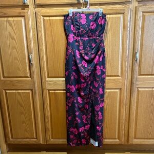 Vici Strapless Black and Pink Floral Dress